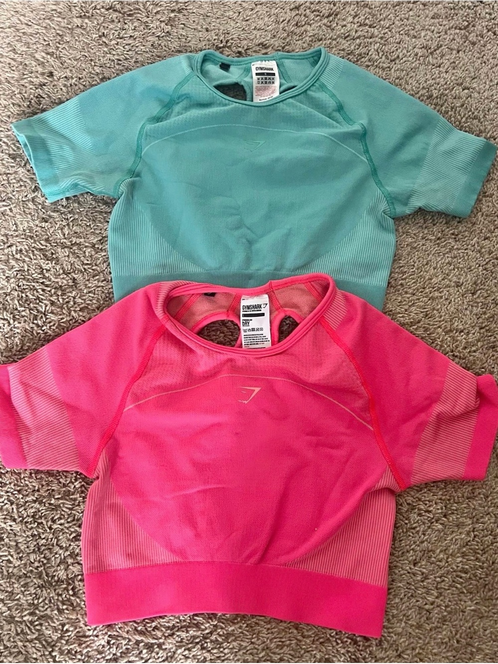 Gymshark Short Sleeve Seamless Tops - Teal & Hot Pink